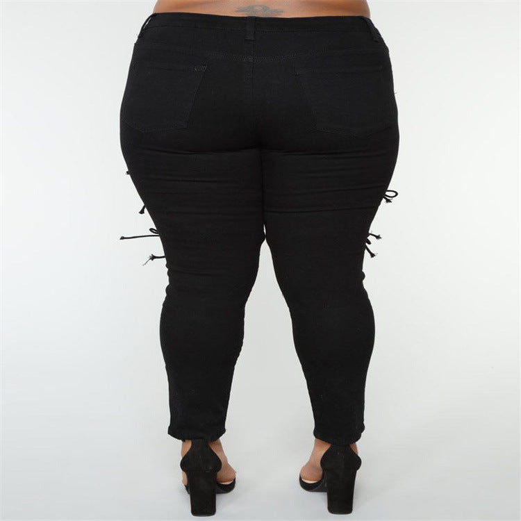 👖 Jean Grande Taille Femme – Œillets Tendance & Coupe Crayon | XL-Charmes