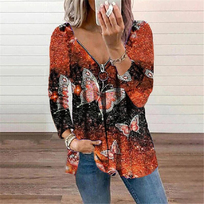 👚 Haut Papillon à Manches Longues – Grande Taille Femme | XL-Charmes