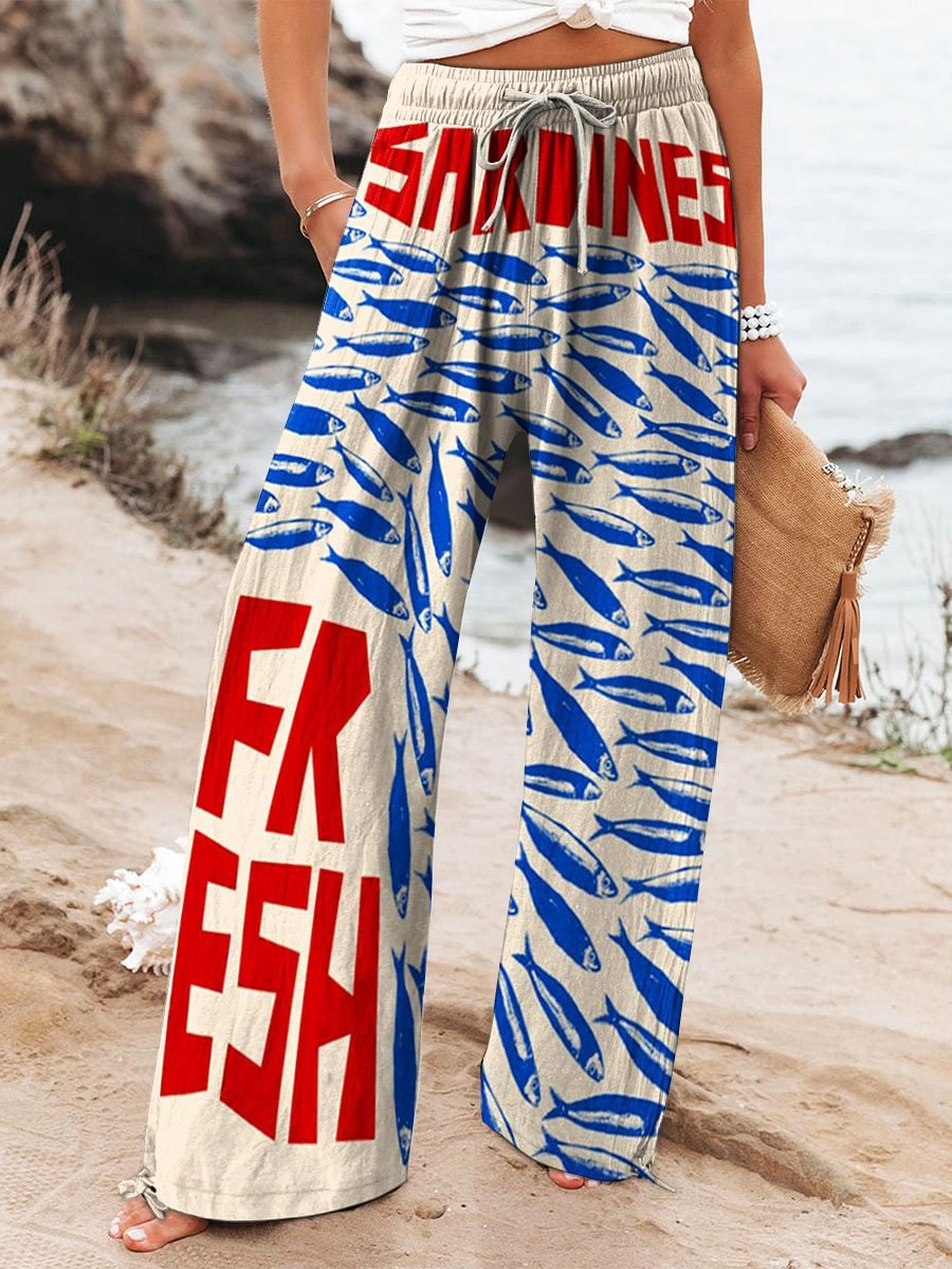 👖 Pantalon Décontracté Femme – Jambes Larges & Imprimé Graffiti | XL-Charmes