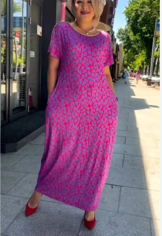 👗 Robe Longue à Manches Courtes – Été, Automne & Hiver | XL-Charmes