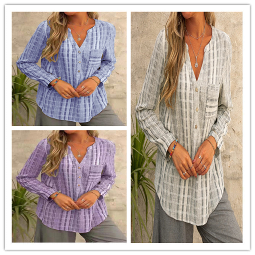 👚 Haut Rayé Bleu Décontracté – Grande Taille Femme XL à 5XL