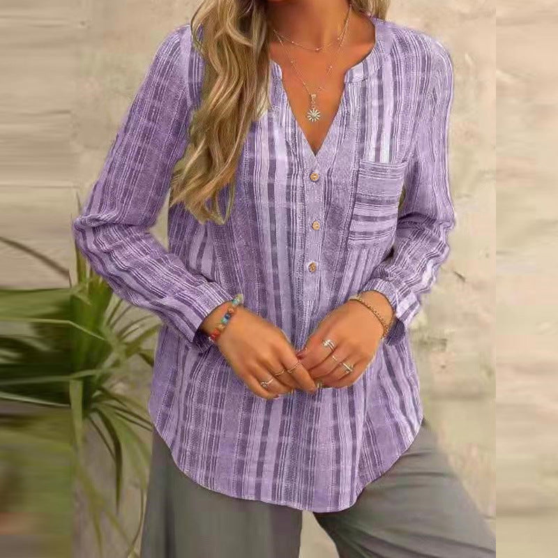 👚 Haut Rayé Bleu Décontracté – Grande Taille Femme XL à 5XL