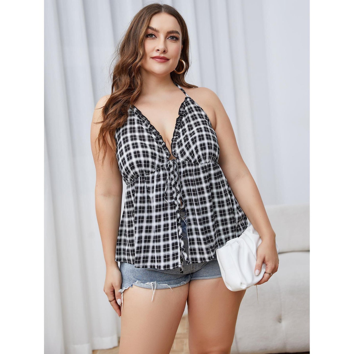 👚 Haut tube à carreaux grande taille femme – Été léger & urbain | XL-Charmes