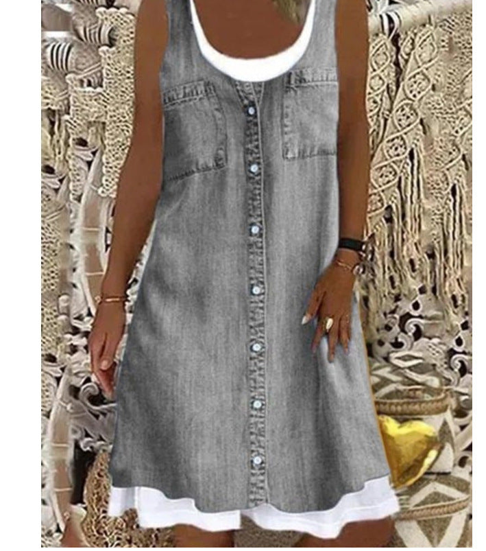 👗 Robe Décontractée Femme – Col Rond & Dos Nu Grande Taille