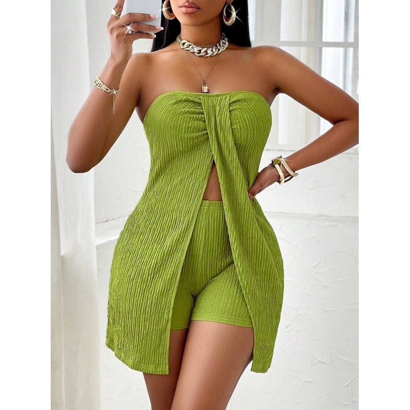 ☀️ Ensemble Bandeau Femme – Haut Sans Bretelles + Short | XL-Charmes