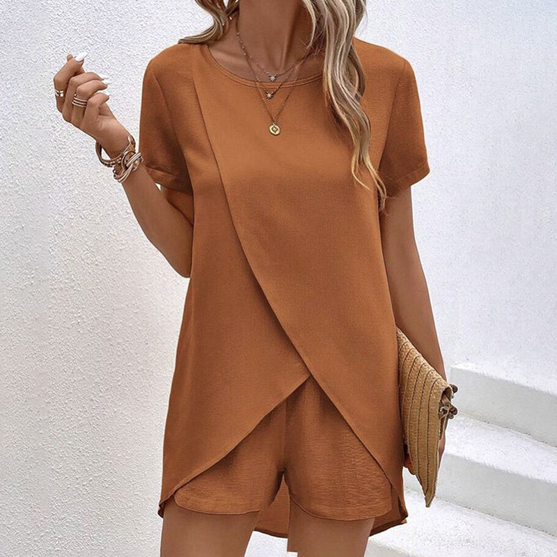 👚 Ensemble 2 Pièces Été Femme – Haut à Manches Courtes & Short | XL-Charmes