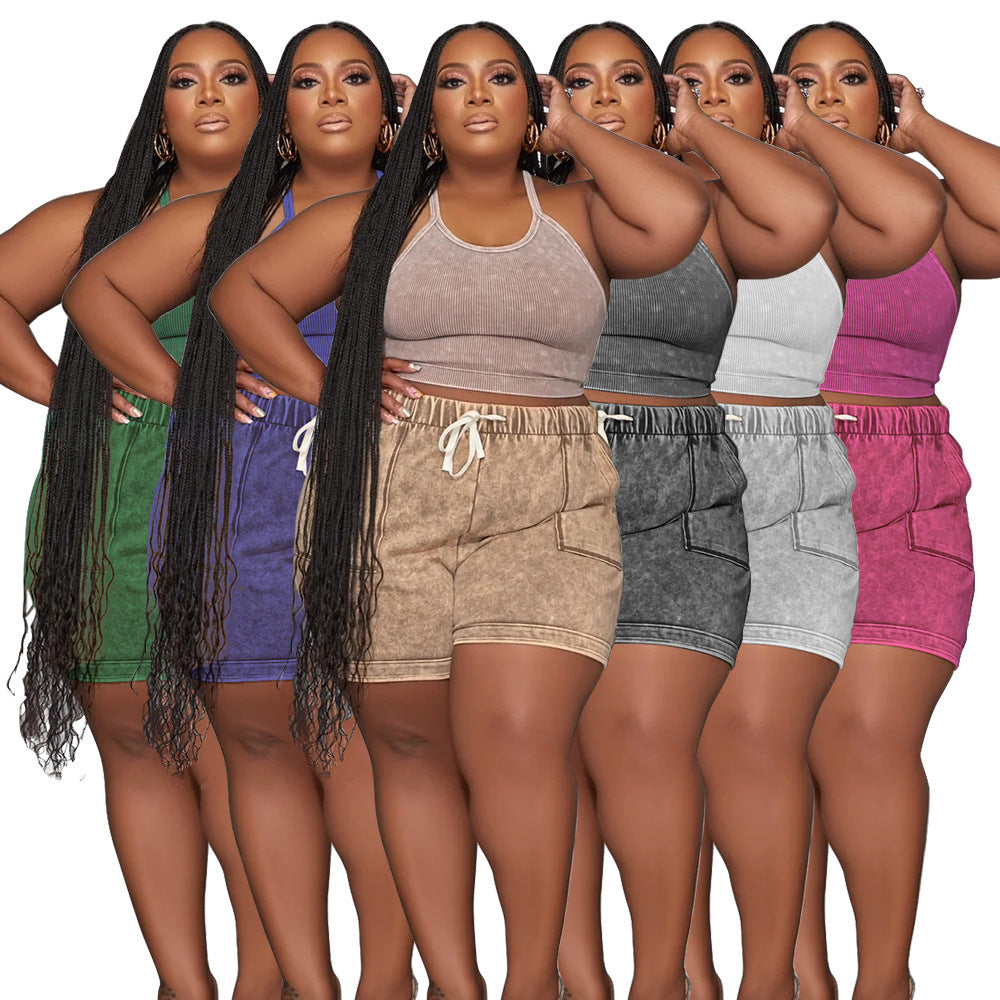 👚 Ensemble été grande taille femme – Gilet imprimé & short léger | XL-Charmes