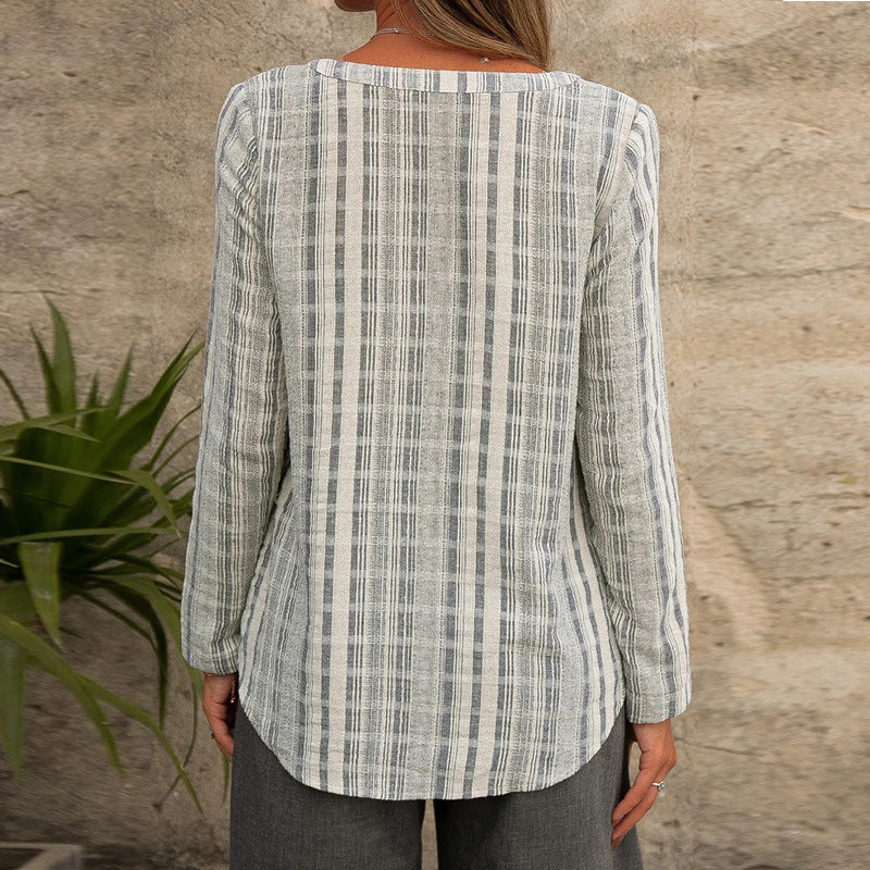 👚 Haut Rayé Bleu Décontracté – Grande Taille Femme XL à 5XL