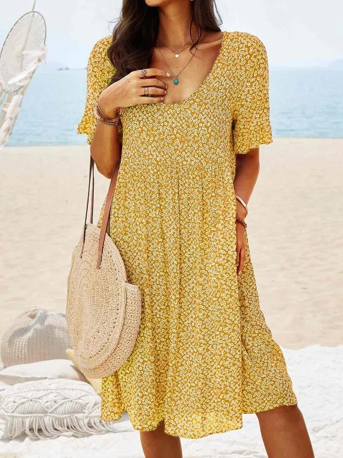 👗 Robe Grande Taille Décontractée à Col V – Coupe Ample et Confortable
