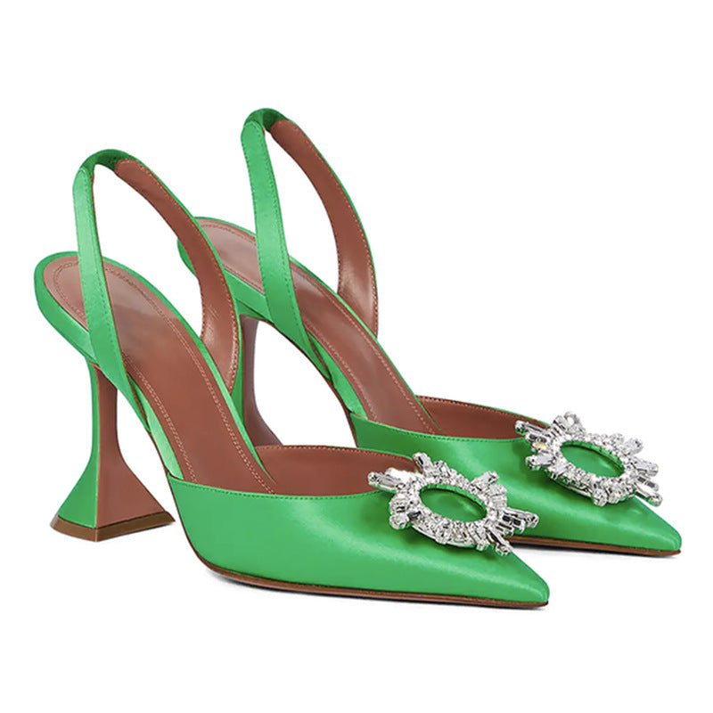 👠 Chaussures Baotou Rosées – Talons & Boucle Strass Grande Taille