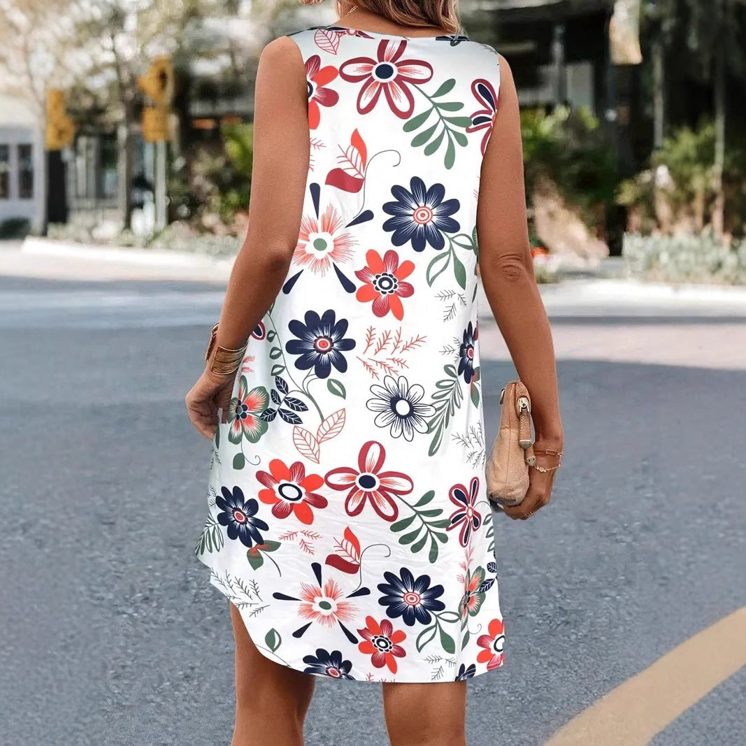 👗 Robe Été Fleurie Femme – Mi-Longue Sans Manches | XL-Charmes