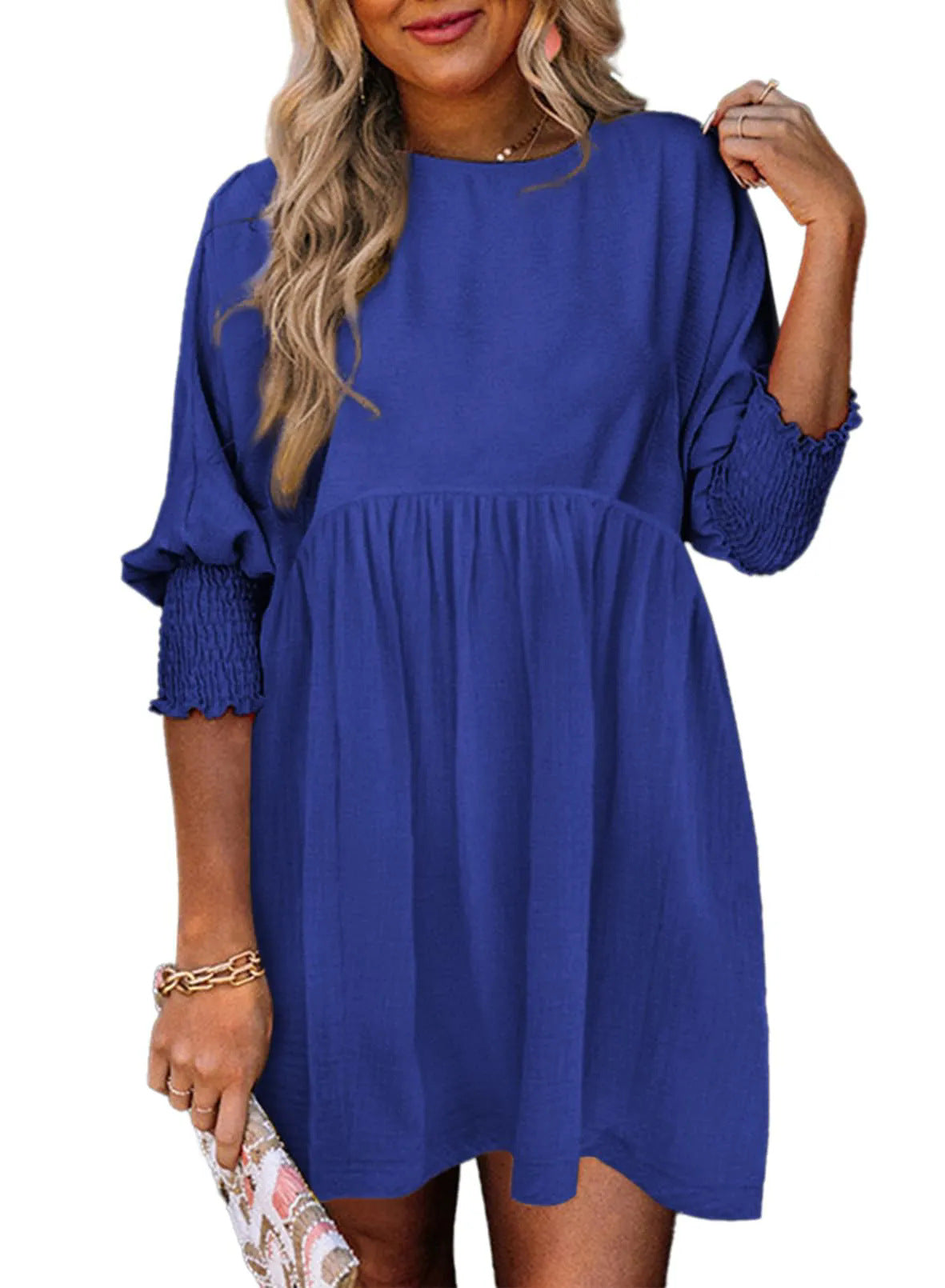 👗 Robe Décontractée Femme – Col Rond & Poignets Ceinturés | XL-Charmes
