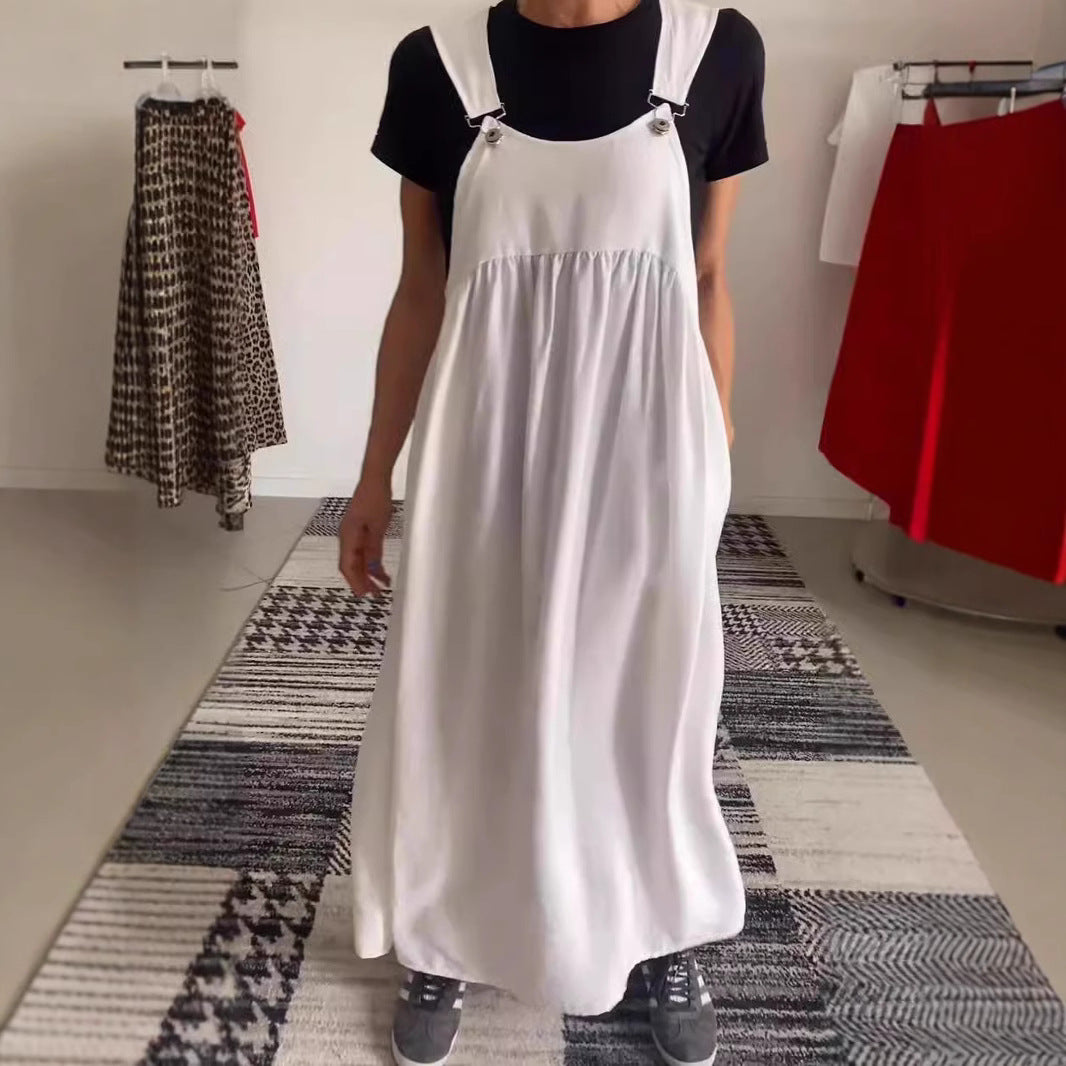 👗 Robe Longue Bretelles Coton & Lin Femme – Élégance Décontractée