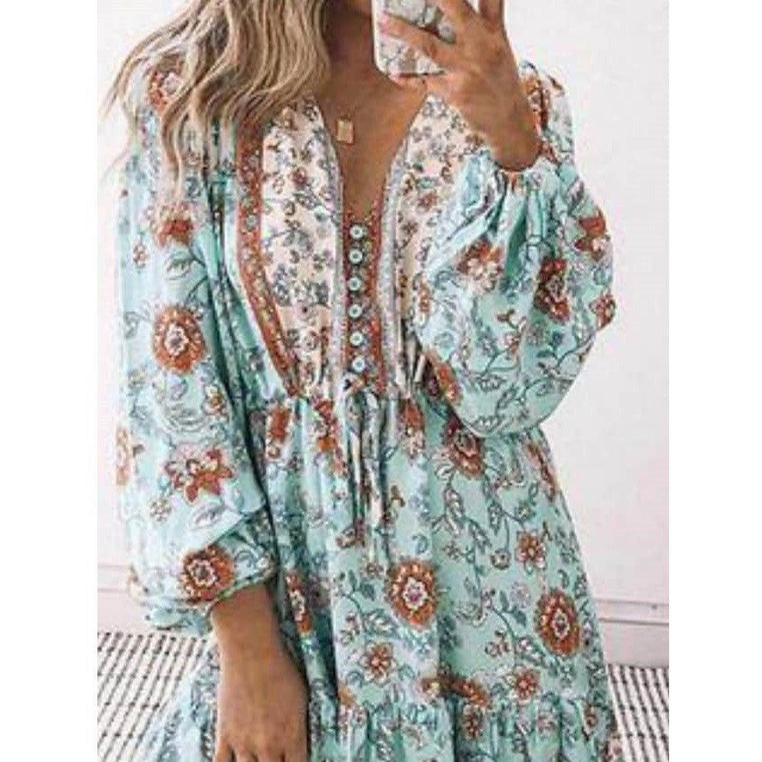 👗 Robe Bohème Taille Haute Femme – Trapèze en Rayonne | XL-Charmes