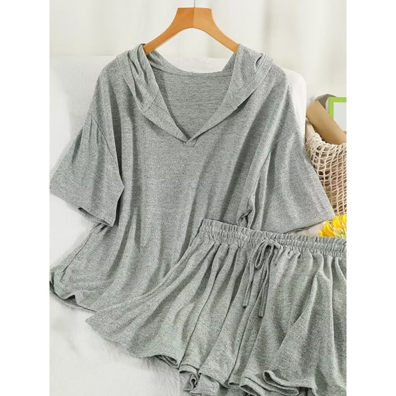 ☀️ Ensemble 2 Pièces Femme – Ample à Capuche & Manches Courtes | XL-Charmes