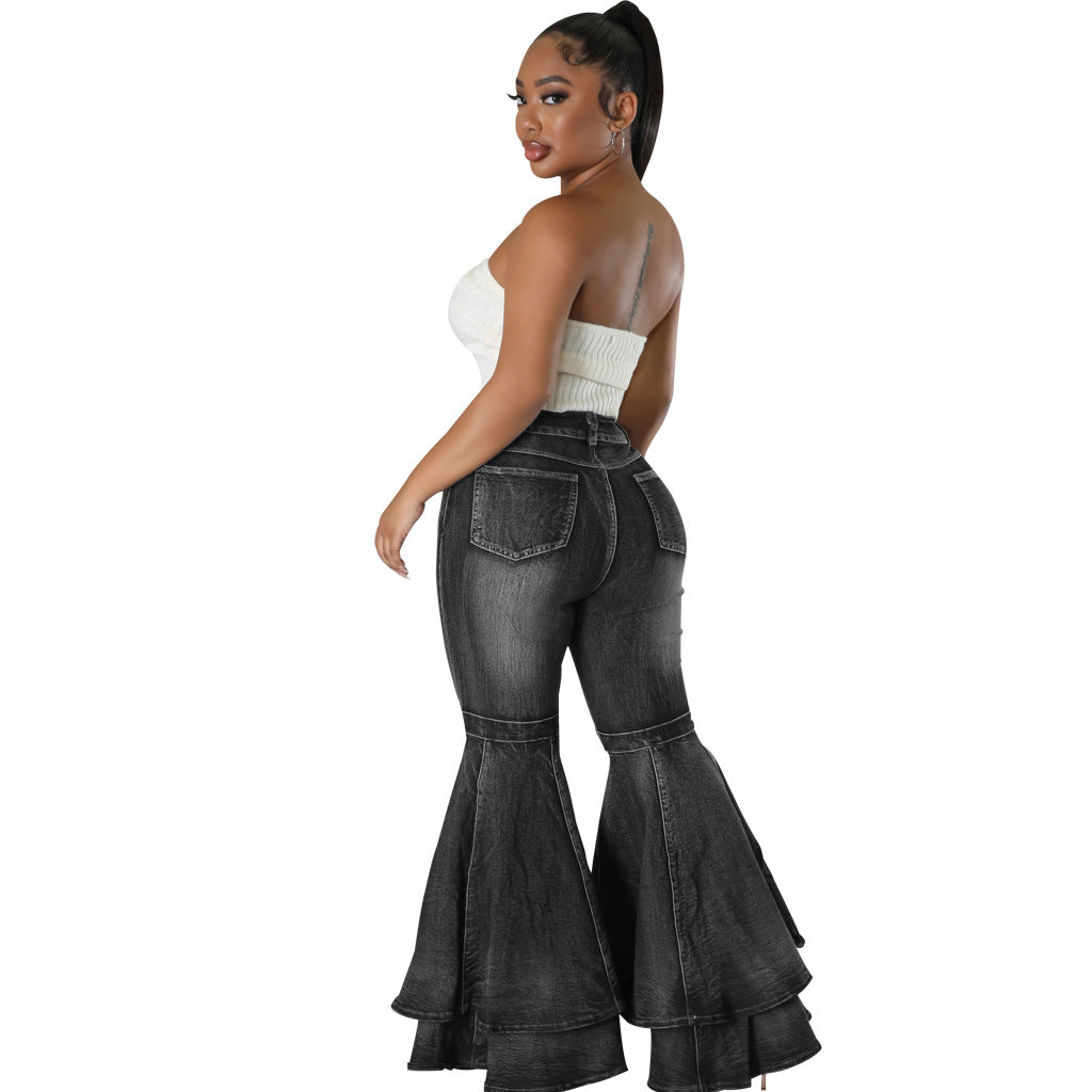 👖 Jean Évasé Stretch Femme – Taille Haute & Jambes Larges | Style Tendance