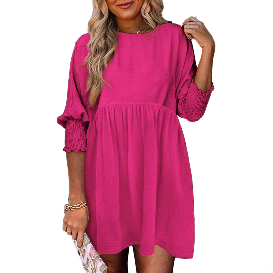 👗 Robe Décontractée Femme – Col Rond & Poignets Ceinturés | XL-Charmes