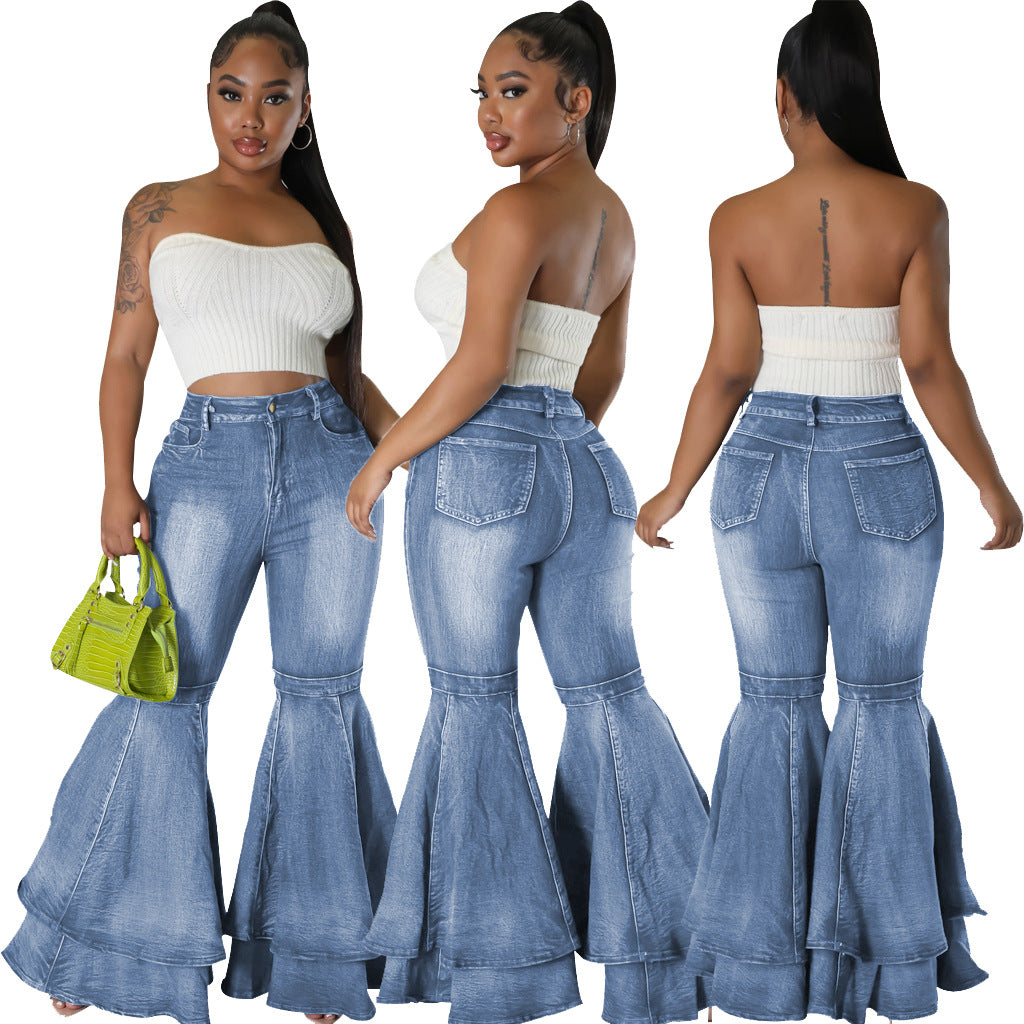 👖 Jean Évasé Stretch Femme – Taille Haute & Jambes Larges | Style Tendance