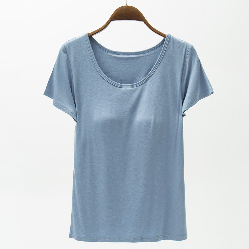 👚 T-shirt Modal Femme – Manches Courtes & Coussinet Poitrine | XL-Charmes