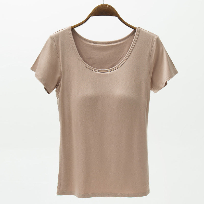 👚 T-shirt Modal Femme – Manches Courtes & Coussinet Poitrine | XL-Charmes