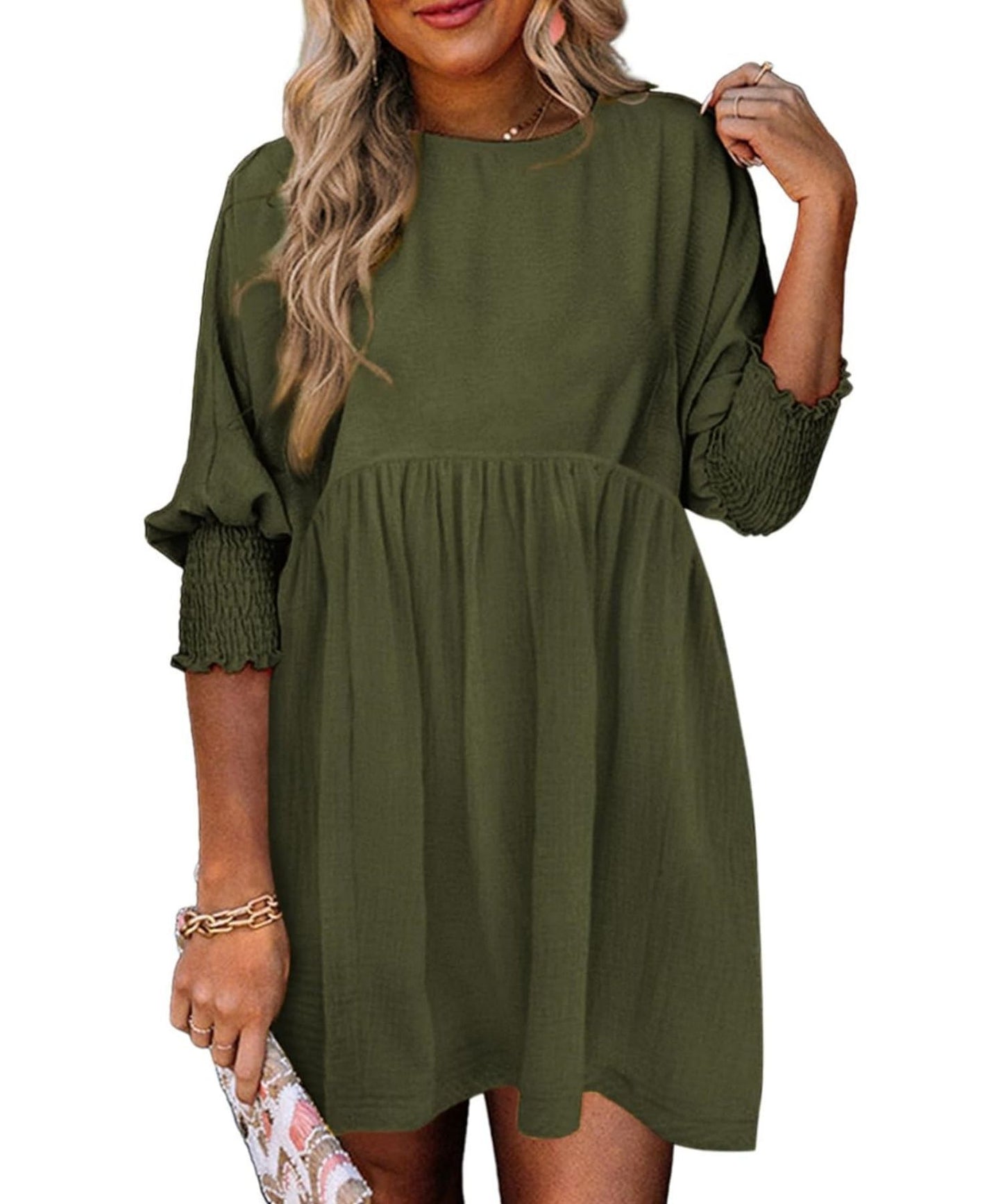 👗 Robe Décontractée Femme – Col Rond & Poignets Ceinturés | XL-Charmes