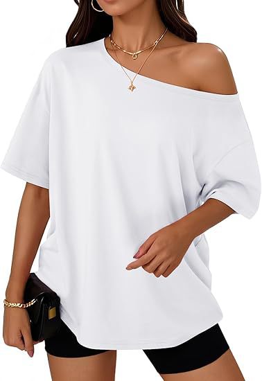 👚 T-shirt Décontracté Col Diagonal Femme – Élégant & Confortable | XL-Charmes