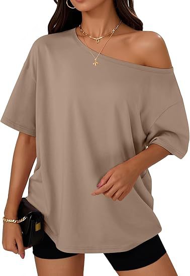 👚 T-shirt Décontracté Col Diagonal Femme – Élégant & Confortable | XL-Charmes