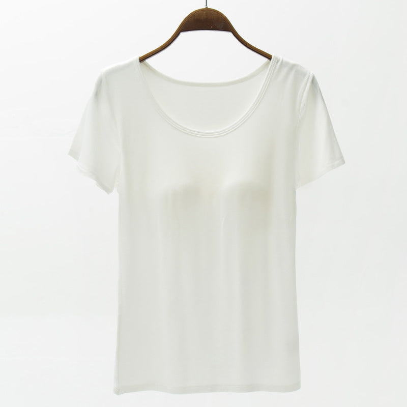 👚 T-shirt Modal Femme – Manches Courtes & Coussinet Poitrine | XL-Charmes