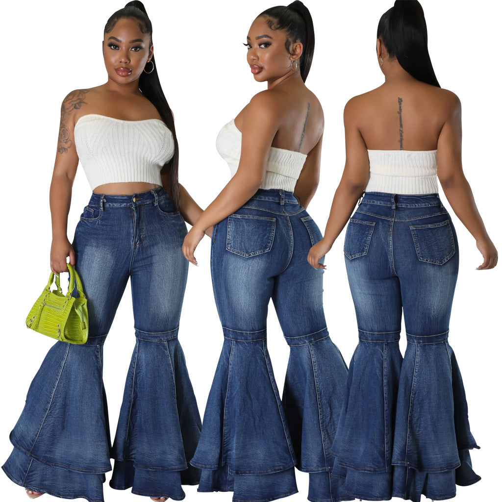 👖 Jean Évasé Stretch Femme – Taille Haute & Jambes Larges | Style Tendance
