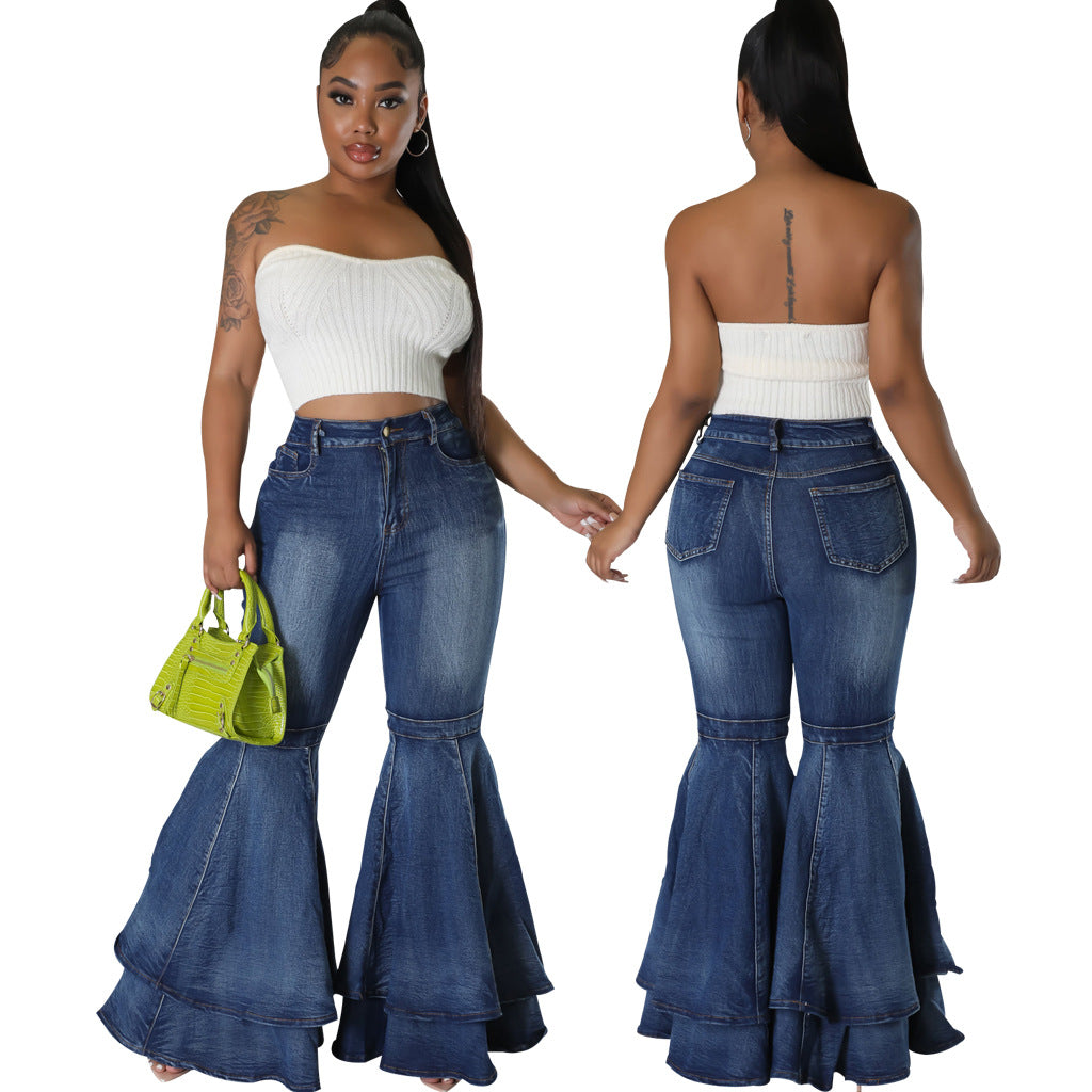 👖 Jean Évasé Stretch Femme – Taille Haute & Jambes Larges | Style Tendance