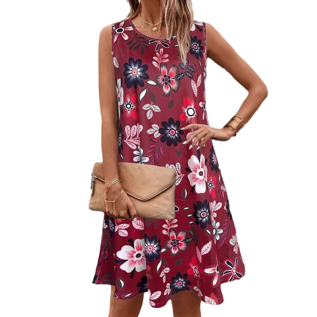 👗 Robe Été Fleurie Femme – Mi-Longue Sans Manches | XL-Charmes