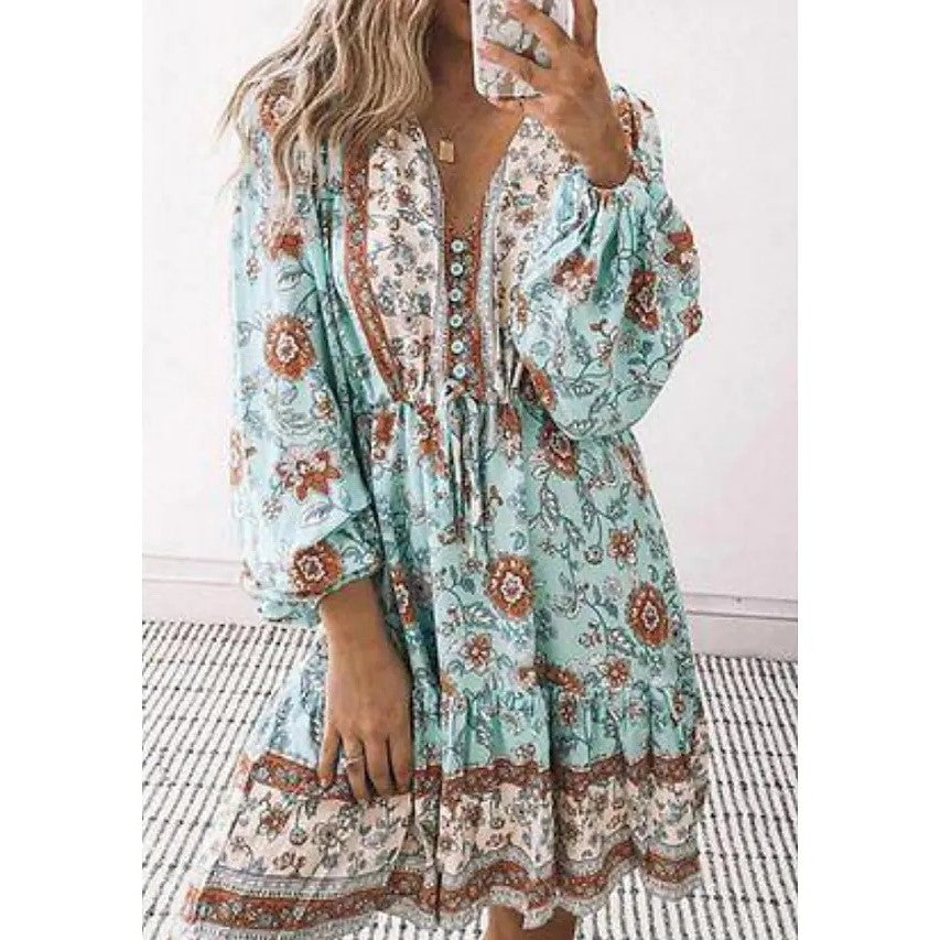 👗 Robe Bohème Taille Haute Femme – Trapèze en Rayonne | XL-Charmes