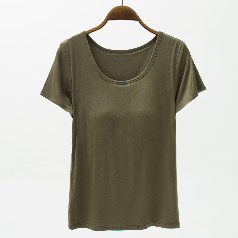 👚 T-shirt Modal Femme – Manches Courtes & Coussinet Poitrine | XL-Charmes