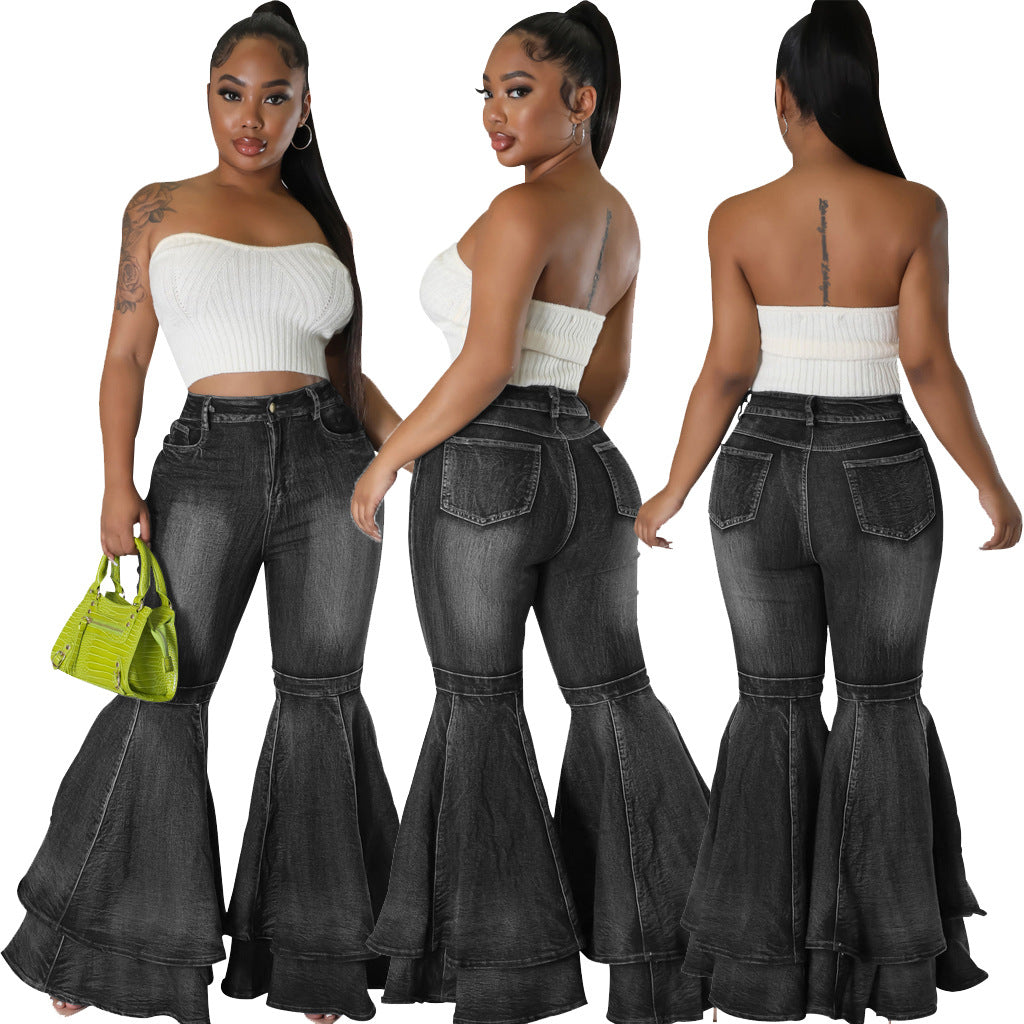 👖 Jean Évasé Stretch Femme – Taille Haute & Jambes Larges | Style Tendance
