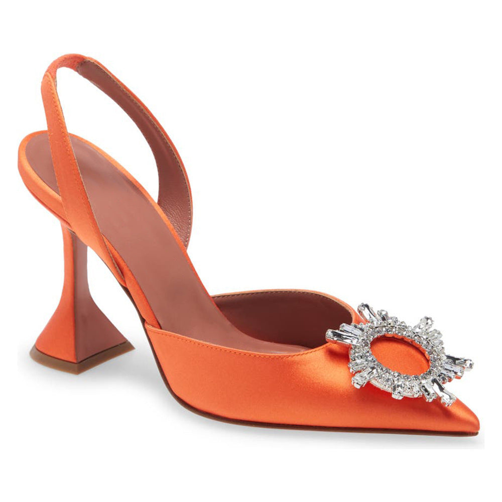 👠 Chaussures Baotou Rosées – Talons & Boucle Strass Grande Taille
