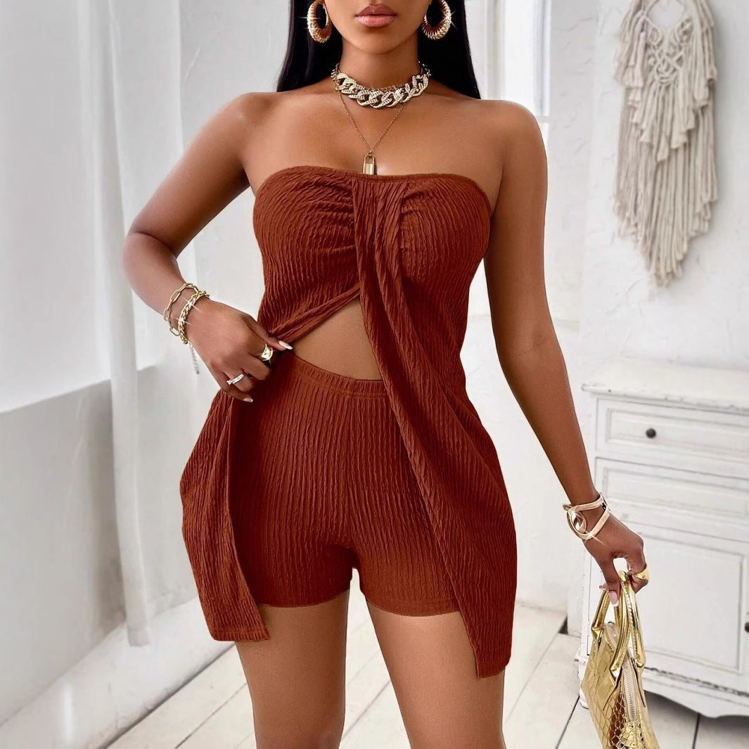 ☀️ Ensemble Bandeau Femme – Haut Sans Bretelles + Short | XL-Charmes