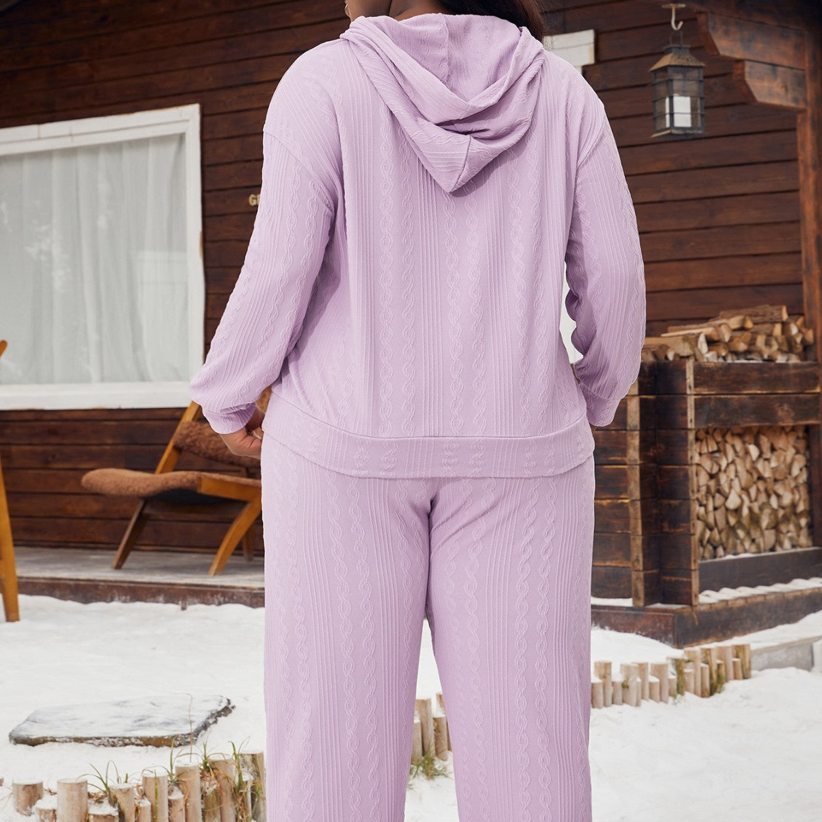 🛌 Pyjama à Capuche Grande Taille – Ensemble Sweat Imitation Coton | XL-Charmes