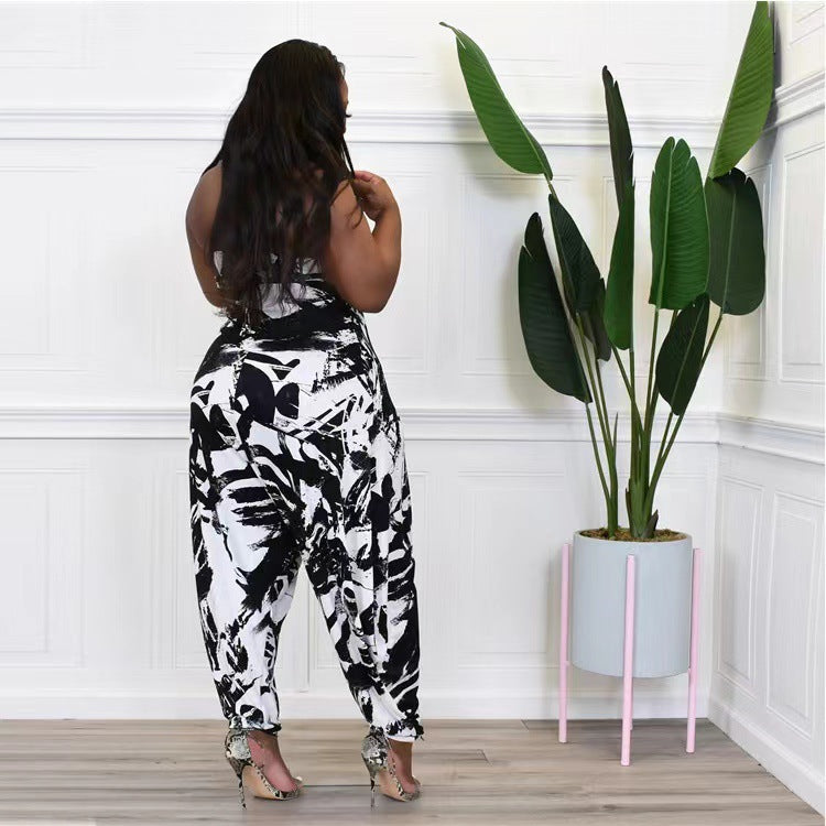 👖 Combinaison ample grande taille femme – Imprimé lanterne & col licou | XL-Charmes