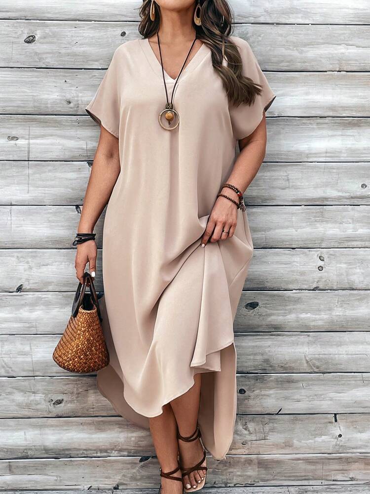 👗 Robe Décontractée Col en V Femme – Élégante & Confortable | XL-Charmes