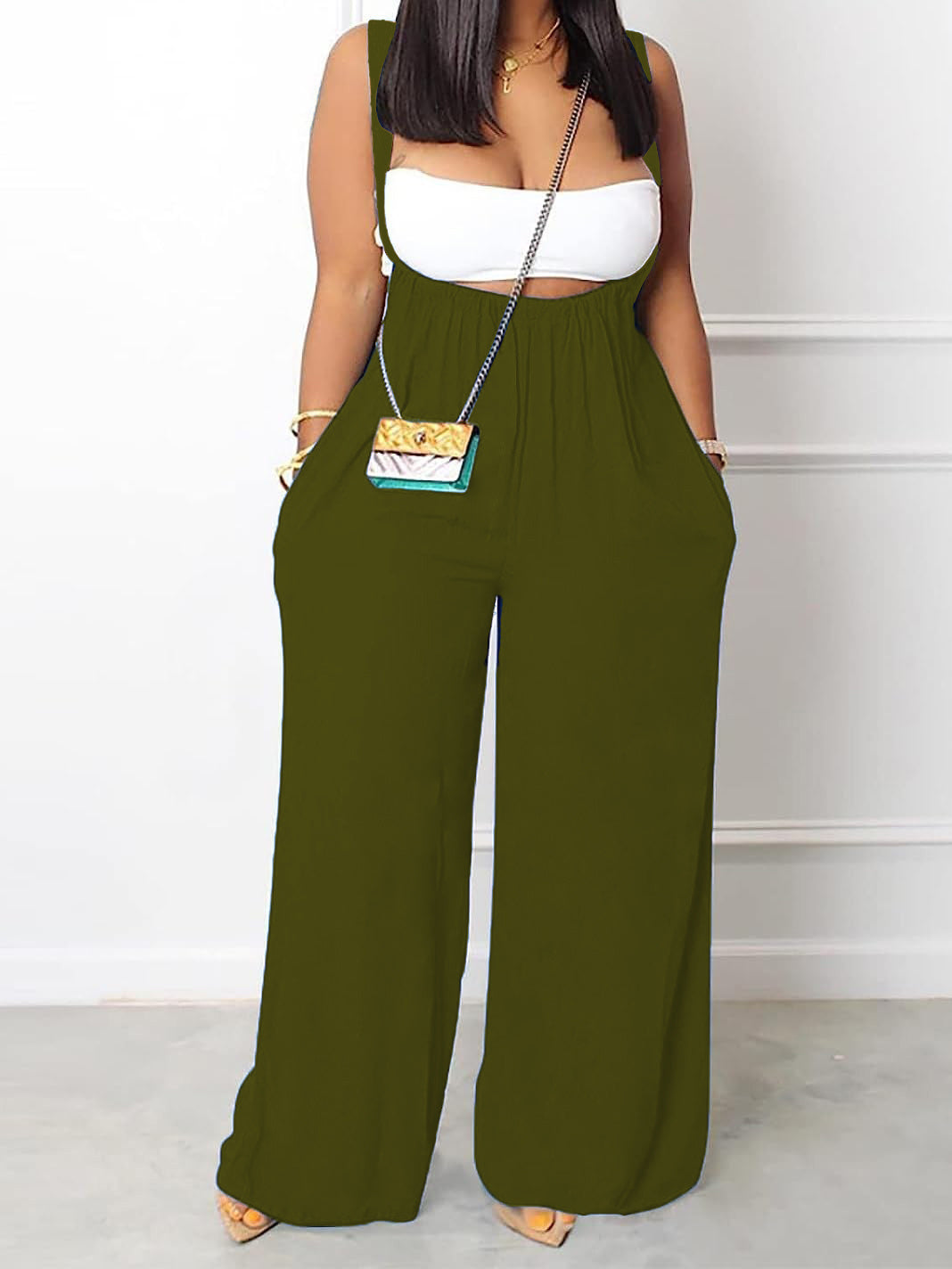 🩳 Salopette Décontractée Grande Taille Femme – Unie avec Poches | XL-Charmes