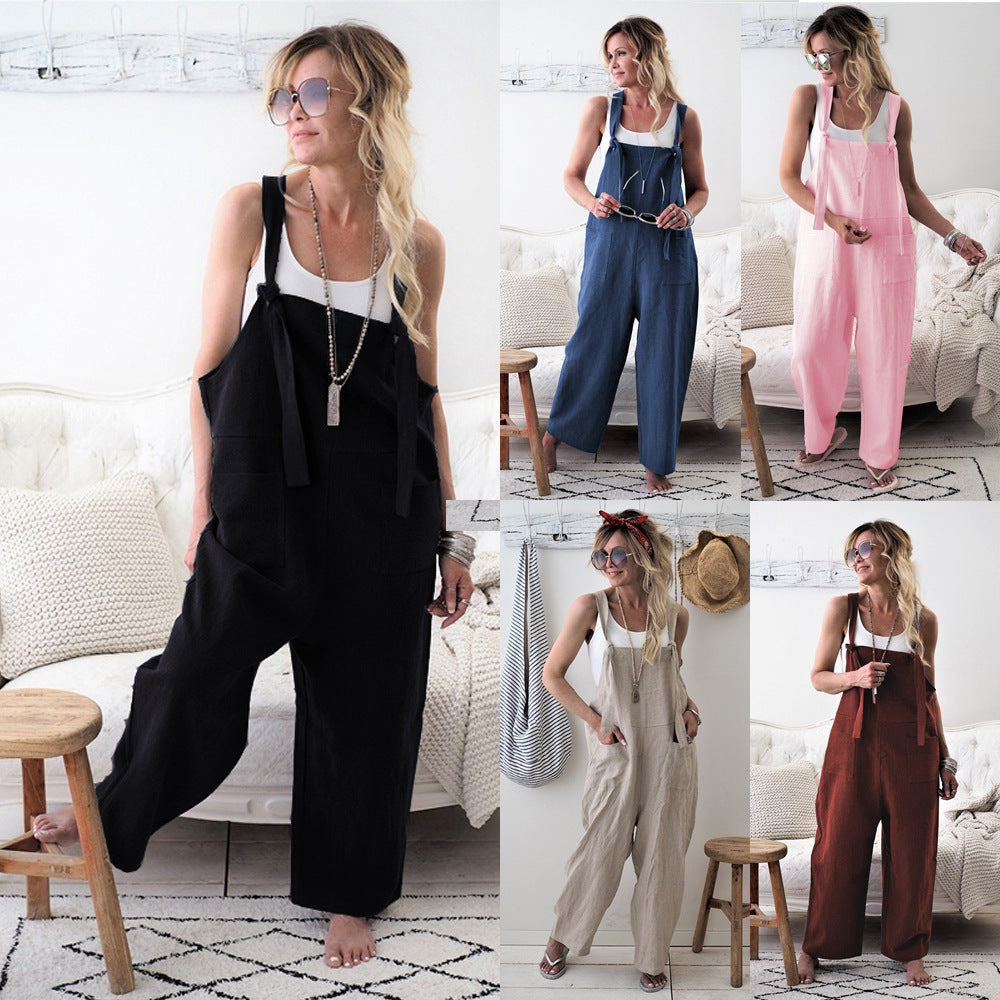 🩳 Combinaison Décontractée à Bretelles – Grande Taille Femme