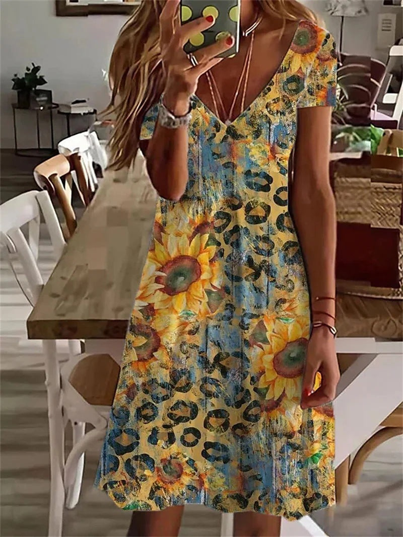 👗 Robe vacances grande taille femme – Col V imprimé chic | XL-Charmes