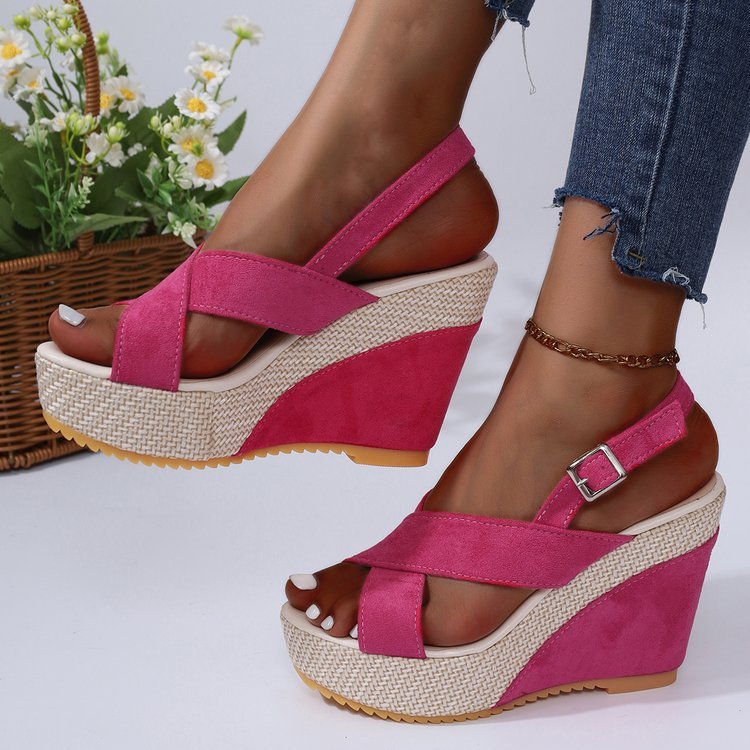 👡 Sandales Compensées Femme – Plateforme Denim Grande Taille Été 2024