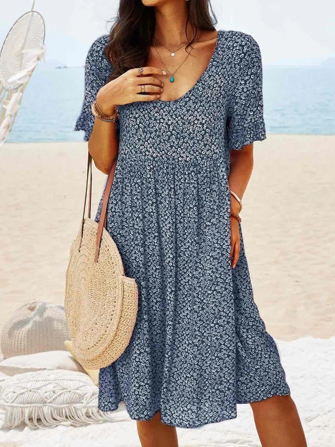 👗 Robe Grande Taille Décontractée à Col V – Coupe Ample et Confortable