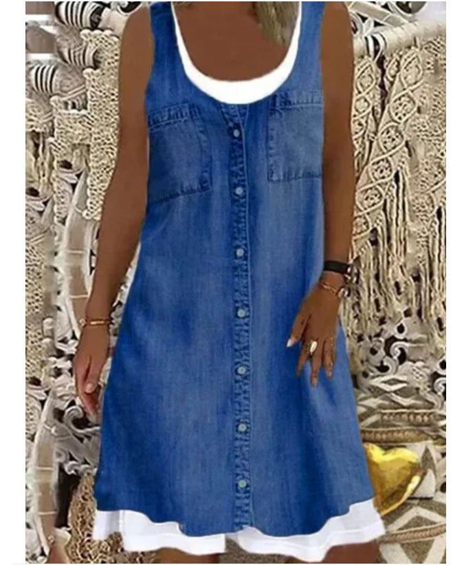 👗 Robe Décontractée Femme – Col Rond & Dos Nu Grande Taille