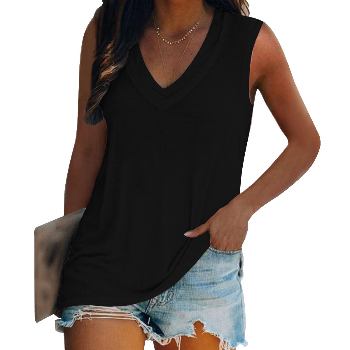 👚 Gilet Femme Col V Uni – Style Urbain Décontracté | XL-Charmes