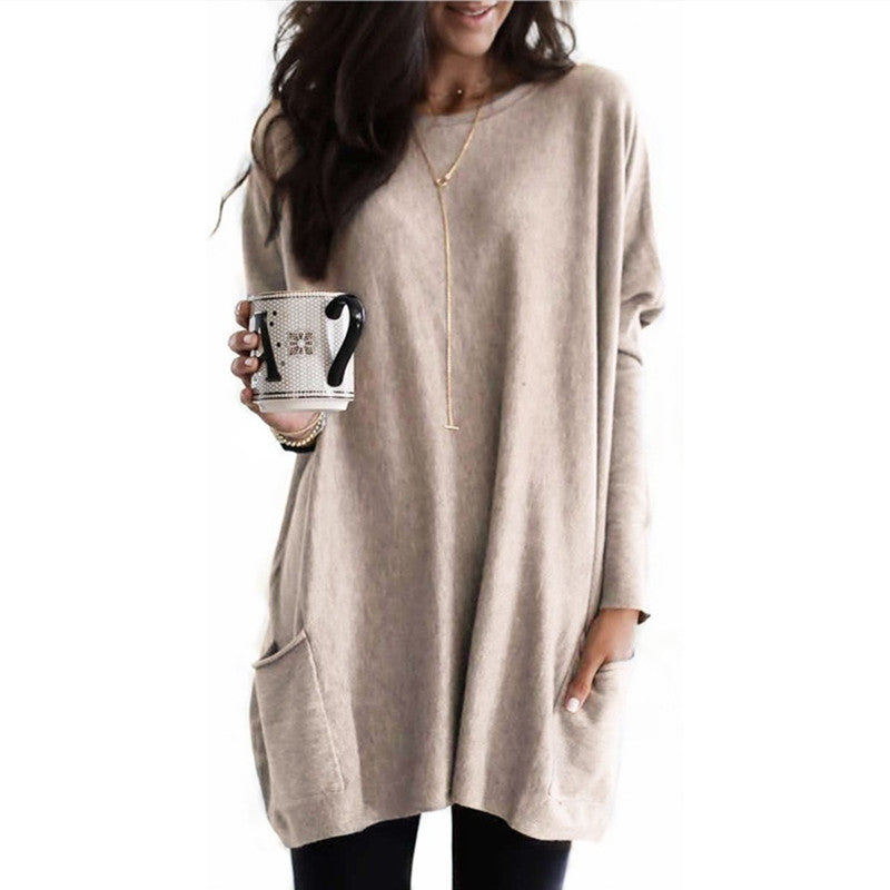 👚 T-shirt Uni Manches Longues – Grande Taille & Coton Doux | XL-Charmes