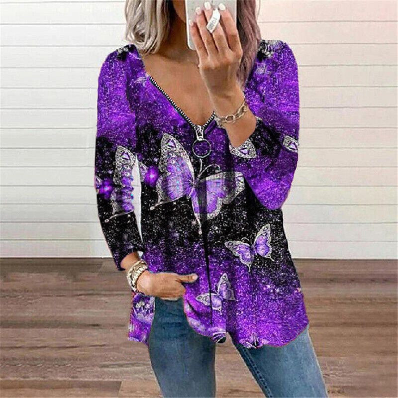 👚 Haut Papillon à Manches Longues – Grande Taille Femme | XL-Charmes