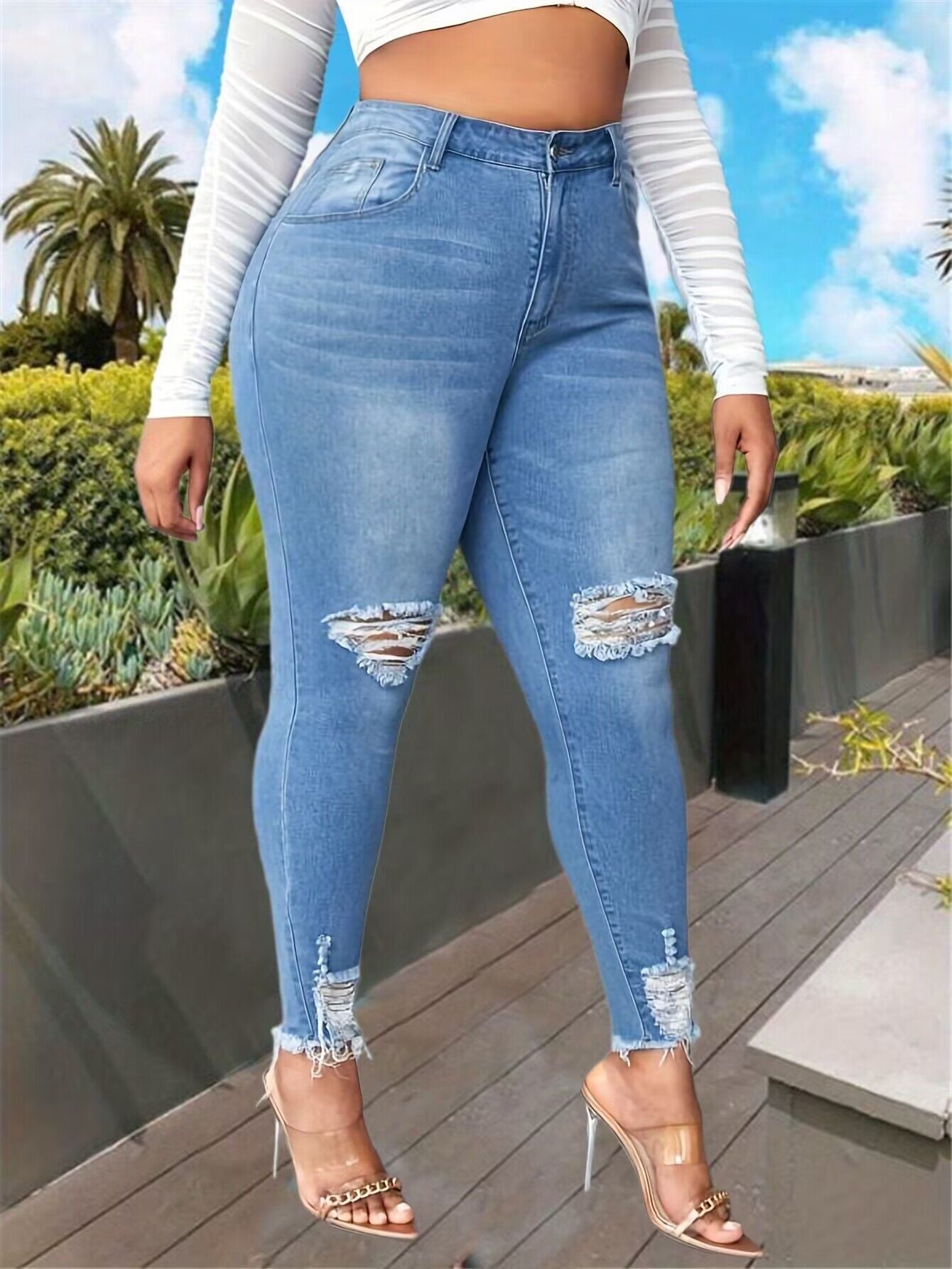 👖 Jean Déchiré Grande Taille Femme – Taille Haute & Look Urbain | XL-Charmes
