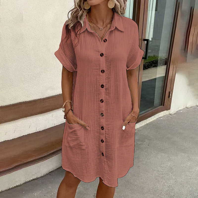 👗 Robe Chemise Décontractée Été Femme – Col Boutonné | XL-Charmes
